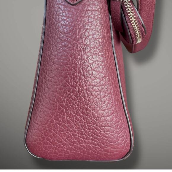 KATE SPACE NEW YORK Deep Burgundy Pebble Leather Shoulder Bag Great Condition - Picture 9 of 15